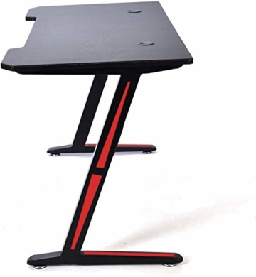 Soontrans Schreibtisch Ergonomisch Gaming Tisch PC Computertisch mit Kabelmanagement, Vergrößen Oberfläche, Geschenk für Gamer (Schwarz) - 7