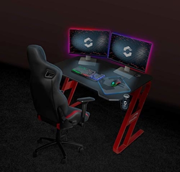 Speedlink SCARIT Gaming Desk - Gaming-optimierter Schreibtisch mit Z-Shape, Kabelmanagement, Headset- und Getränkehalter - schwarz-rot - 11