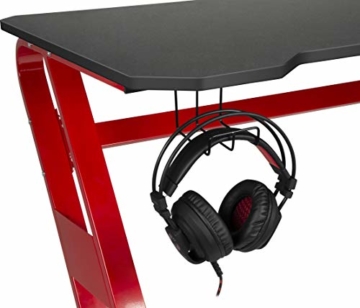 Speedlink SCARIT Gaming Desk - Gaming-optimierter Schreibtisch mit Z-Shape, Kabelmanagement, Headset- und Getränkehalter - schwarz-rot - 5