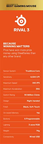 SteelSeries Rival 3 - Gaming Maus - 8.500 Cpi Truemove Core Optischer Sensor - 6 Programmierbare Tasten - Split-Trigger-Tasten [ - 13