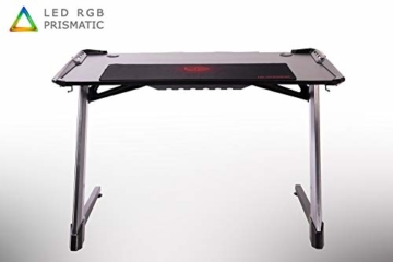Ultradesk Racer - Gaming Tisch mit Rahmen aus Aluminium, Computertisch, L: 120cm T: 64cm H: 77cm, Schreibtisch mit LED RGB Prismatic und Carbon Design - 8