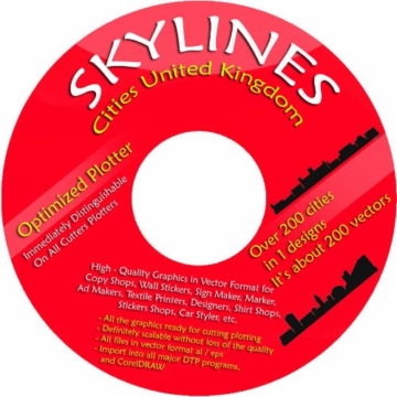 Vektoren CD / DVD 3 - 200 Skylines Städte England / UK 800 Stück für Wandtattoos, Aufkleber, Textildruck - 1
