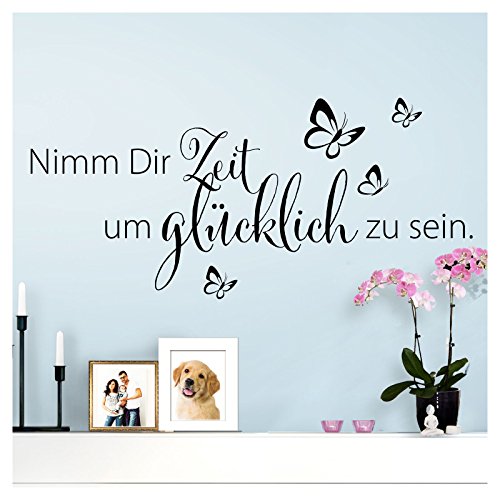 Wandaro Wandtattoo Spruch Nimm Dir Zeit um I schwarz (BxH) 80 x 36 cm I