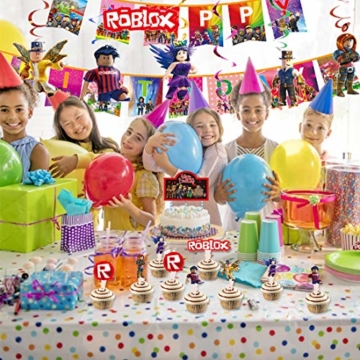 WENTS Video Gaming Spiel Partyzubehör Set Roblox Videospiel Party Zubehör Geburtstagsfeier Partydekor für Spielliebhaber, Junge Kinder Geburtstag Dekoration - 2
