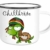 XXL – Emaille Tasse mit Rand Chillkröte – große Kaffeetasse mit Motiv, Campingtasse Bedruckte Email-Tasse mit Sprüchen oder Bildern - 