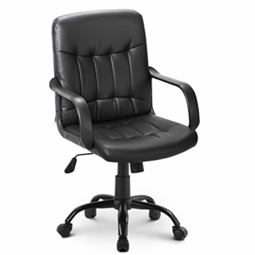 64Gril Bürostuhl Kunstleder Office Chair höhenverstellbar Drehstuhl für Büro/Wohnzimmer, Schwarz (Schwarz) - 1