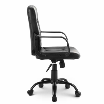 64Gril Bürostuhl Kunstleder Office Chair höhenverstellbar Drehstuhl für Büro/Wohnzimmer, Schwarz (Schwarz) - 7