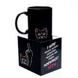 ANGRY CAT – STINKEKATZE I böse Katzen Tasse mit lustigem Spruch I hate Monday I Thermoeffekt Tasse heiß/kalt Zaubertasse Kaffeetasse Kaffeebecher mit wechseldem Motiv I aus Keramik Größe 340ml - 1