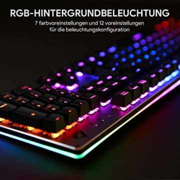 AUKEY Mechanische Gaming Tastatur mit Anpassbarer RGB-Hintergrundbeleuchtung und Taktilen Blauen Schaltern, Gaming Tastatur mit 105 Tasten und Anti-Ghosting für PC und Laptop (QWERTZ Deutsche Layout) - 6