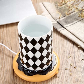 Cabilock USB-Beheizte Kaffeetasse Wärmer Donut-Untersetzer für Den Home-Office-Schreibtisch(Gelber Kaffee) - 3