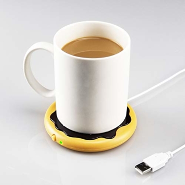 Cabilock USB-Beheizte Kaffeetasse Wärmer Donut-Untersetzer für Den Home-Office-Schreibtisch(Gelber Kaffee) - 7