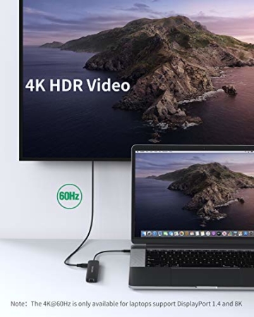 CableCreation USB C Hub Multiport Adapter, 8-Port Typ C Hub mit 4K@60Hz HDMI, 100W PD, RJ45, SD/TF-Kartenleser, 2 USB 3.0-Anschlüsse, für MacBook Pro 2020/2019, MacBook Air 2020, iPad Pro 2020/2018 - 5