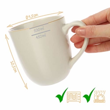 com-four® 4X Kaffeetasse XL - Kaffeebecher groß im zeitlosen Design - 500 ml Kaffeepott - Jumbotasse spülmaschinengeeignet - 4