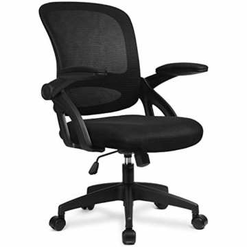 COMHOMA Bürostuhl Schreibtischstuhl Ergonomischer Drehstuhl Chefsessel Netz Stuhl Black - 1