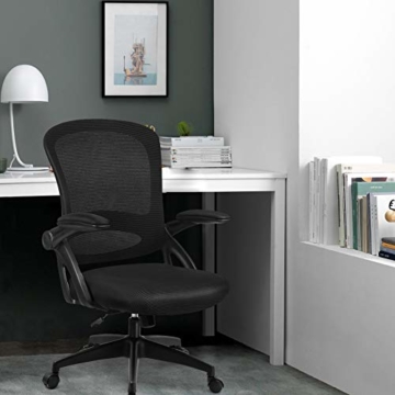 COMHOMA Bürostuhl Schreibtischstuhl Ergonomischer Drehstuhl Chefsessel Netz Stuhl Black - 5