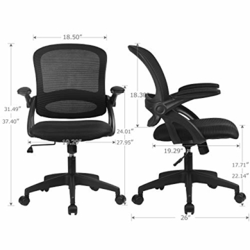 COMHOMA Bürostuhl Schreibtischstuhl Ergonomischer Drehstuhl Chefsessel Netz Stuhl Black - 6
