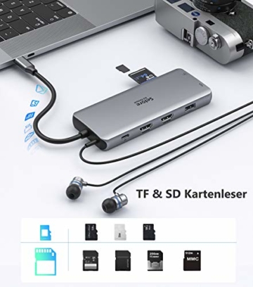 Docking Station für Macbook Triple Display USB C Adapter 12 in 1 USB C Hub MacBook Pro Adapter mit Dual 4K HDMI&VGA, 2*USB 3.0&2.0, Gigabit Ethernet LAN, 100 W PD, TF/SD Kartenleser, 3.5mm Audio/Mic - 7