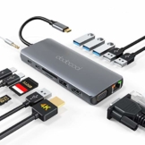 dodocool USB C Hub, Dual Display 14-Ports Aluminium USB C Dock mit 4K-HDMI, VGA, Type C PD, USB 3.0/2.0, Gigablit Ethernet RJ45, Mic/Audio, SD/TF Kartenleser für MacBook Pro/Air, Mehr Typ C Geräte - 1