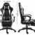 Dowinx Gaming Stuhl Ergonomischer Büro Lehnstuhl für PC mit Massage Lordosenstütze, Racing Stil Sessel PU-Leder-E-Sport-Gamer Stühle mit Ausziehbarem Fußraste (schwarz&weiß) - 5