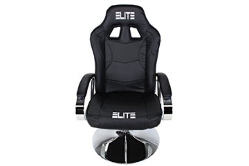 Elite Deluxe Gaming Sessel MG-300 - Bürostuhl - Gamingstuhl - Streamingstuhl - Drehstuhl - Ergonomisch - Racingoptik - Fußhocker - Chefsessel - Racing (Schwarz/Chrom) - 4