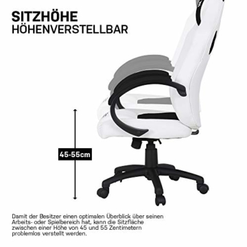 ELITE MG-100 Bürostuhl Chefsessel Racing Gamingstuhl Schreibtischstuhl Dreh Stuhl Sportsitz aus Kunstleder (Weiß/Schwarz) - 3