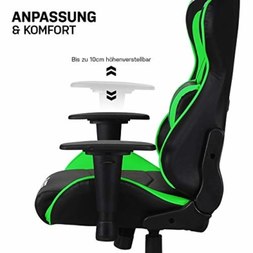 ELITE Racing Gaming Stuhl MG-200 - Bürostuhl – Kunstleder - Ergonomisch - Racer – Drehstuhl – Chair – Chefsessel – Schreibtischstuhl (Schwarz/Grün) - 2