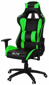 ELITE Racing Gaming Stuhl MG-200 - Bürostuhl – Kunstleder - Ergonomisch - Racer – Drehstuhl – Chair – Chefsessel – Schreibtischstuhl (Schwarz/Grün) - 1