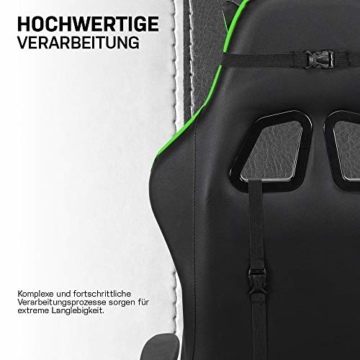 ELITE Racing Gaming Stuhl MG-200 - Bürostuhl – Kunstleder - Ergonomisch - Racer – Drehstuhl – Chair – Chefsessel – Schreibtischstuhl (Schwarz/Grün) - 3