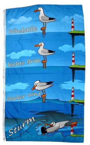 FahnenMax® Flagge/Fahne Wind Möwe Leuchtturm 90 x 150 cm - 