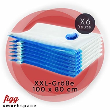 figg XXL Vakuumbeutel (6er Set) - 100x80cm - 100% dicht und extra robust – Vakuum Aufbewahrungsbeutel für Kleidung, Bettdecken, Bettwäsche und vieles mehr - 4