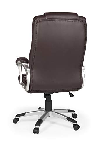 FineBuy Bürostuhl Mady Kunstleder Braun ergonomisch mit Kopfstütze | Design Chefsessel Schreibtischstuhl mit Wippfunktion | Drehstuhl hohe Rücken-Lehne X-XL 120 kg - 3