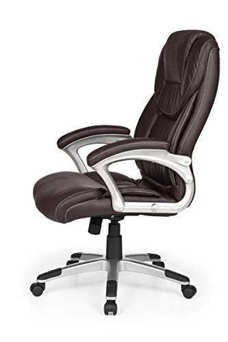 FineBuy Bürostuhl Mady Kunstleder Braun ergonomisch mit Kopfstütze | Design Chefsessel Schreibtischstuhl mit Wippfunktion | Drehstuhl hohe Rücken-Lehne X-XL 120 kg - 9