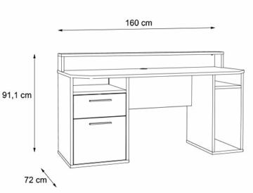 Forte Tezaur Schreibtisch, Holzwerkstoff, Schwarz matt, 91 x 160 x 72 cm - 3