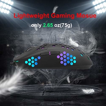 Gaming Maus RGB-MARVO Gaming Maus PC mit RGB Beleuchtung, 12000 DPI Optischer Sensor, 6 Programmierbaren Tasten,Leichtgewicht, Wired Gaming Mouse für Gamer - 3