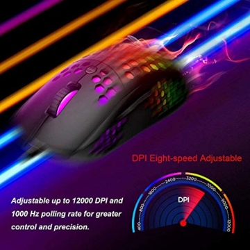 Gaming Maus RGB-MARVO Gaming Maus PC mit RGB Beleuchtung, 12000 DPI Optischer Sensor, 6 Programmierbaren Tasten,Leichtgewicht, Wired Gaming Mouse für Gamer - 6