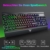Gaming Tastatur Metallic, PC Tastatur PICTEK Rainbow LED Tastatur mit Handgelenkauflage, 19 Anti-Ghosting, 12 Multimedia Verknüpfungen, 1.6m USB Tastatur, 4 wasserdichte Löcher, Keyboard für Gamer - 2