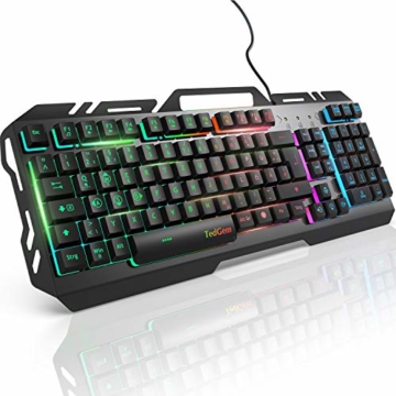 Gaming Tastatur, TedGem PC Gaming Tastatur PS4 Gaming Tastatur USB Wired Gaming Tastatur 19 Schlüssel Anti-Ghosting mit LED Beleuchtete, Tastatur Für PC/Laptop/PS4/Xbox One (Deutsches layout) - 1