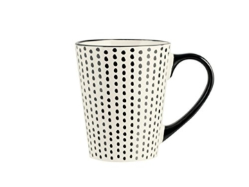H&H Vhera 6er Set Becher Mug, Stoneware, 350 ml, Schwarz/Weiß - 6
