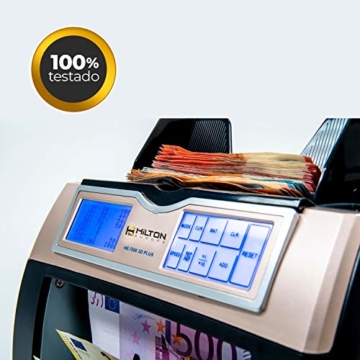 HILTON EUROPE HE-7500 3D Plus Banknotenzähler mit Falschgelderkennung und Erkennung von USD-Kapazität, 300 Banknoten auf neue 100- und 200-Euro-Banknoten - 2