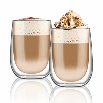 hirmit Doppelwandige Gläser Set Kaffeetassen 350ML Trinkgläser für Espresso Tee Latte Cola Cappuccino Getränk - 1