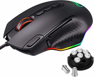 Holife RGB Gaming Maus Kabel, 【Advanced PMW3327 Gaming Sensor】 mit 10 programmierbaren Tasten, anpassbaren RGB-Lichtern und -Gewichten, Perfekte Gaming-Computermaus für PC, Laptop, Computer - 1