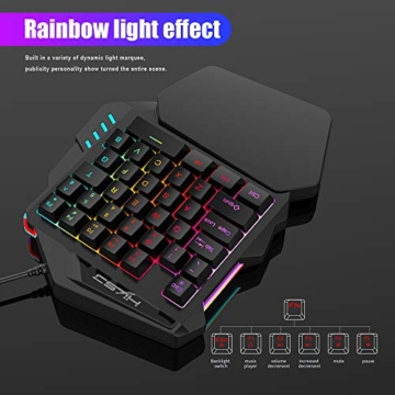 HXSJ J50 Gaming Keyboard Mouse Set, HXSJ P6 Keyboard + LED Backlight Mouse and Mouse Adapter Compatible for N-Switch / Xbox One / PS4 / PS3 / Xbox One 360 - 3