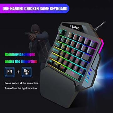 HXSJ V100 Gaming Tastatur Einhändig Membran Mini 35 Schlüssel mit USB verkabelt für PUBG LOL CS Gamer - 2