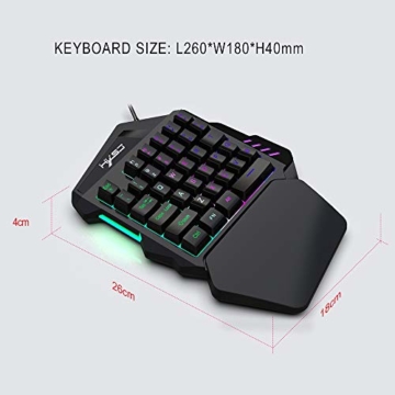 HXSJ V100 Gaming Tastatur Einhändig Membran Mini 35 Schlüssel mit USB verkabelt für PUBG LOL CS Gamer - 8