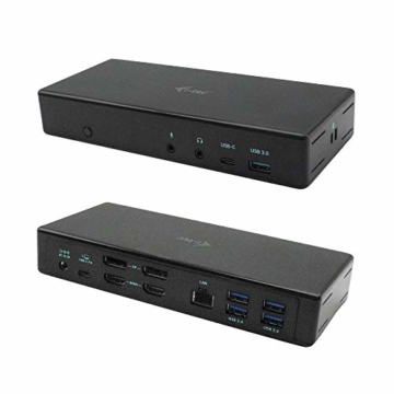 i-tec USB-C Quattro Dockingstation für 4 Bildschirme mit Stromversorgung 85W - 2X DisplayPort, 2X HDMI, 1x GLAN, 5X USB 3.0, 1x USB-C, 2X Jack für Audio und Mikrofon - 1