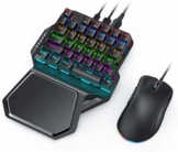 Jelly Comb Mechanische Gaming Tastatur Maus Set, RGB beleuchtete Einhand-Minitastatur und Mausadapter mit Kabel für PS4, PS3, Xbox One, Nintendo Switch und Windows PC-Spiel, Schwarz - 1