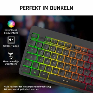 KLIM Light V2 Tastatur Kabellos QWERTZ + flach, ergonomisch, dezent, wasserresistent, leise + Beleuchtete Gaming Tastatur für PC Mac PS4 Xbox One + Integrierter Akku mit Langer Lebensdauer Neu 2020 - 6