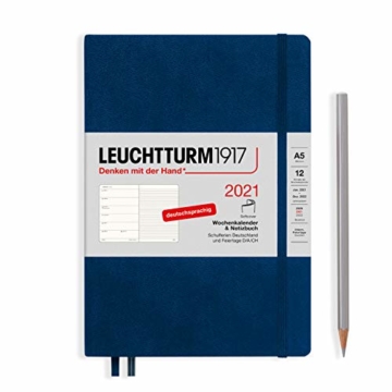 LEUCHTTURM1917 Wochenkalender & Notizbuch 2021 Softcover Medium (A5), 12 Monate, Marine, Deutsch - 1