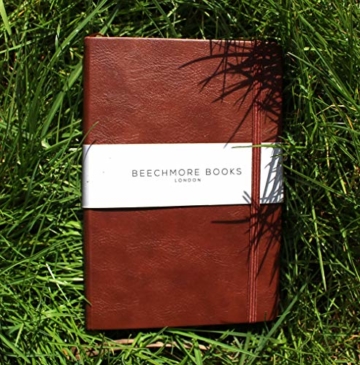 Liniertes Notizbuch - Premium A5 Journal von Beechmore Books | Festeinband aus veganem Leder, Dicke: 120 g/qm cremefarbenes Papier, Notizbuch in der Geschenkbox, 21 x 15 cm Kastanienbraun - 6