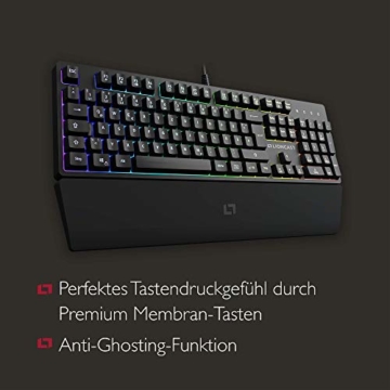 Lioncast LK100 RGB Gaming Keyboard für PC/Laptop/PS4/PS5, 19-Tasten-Rollover Anti-GHOSTING-Funktion, RGB mit 16.8 Millionen Farben, LED, USB, QWERTZ, Tastatur mit Handballenablage - 3